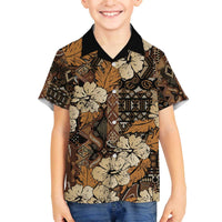 Hibiscus Mix African Pattern Family Matching Off The Shoulder Long Sleeve Dress and Hawaiian Shirt - Wonder Print Shop