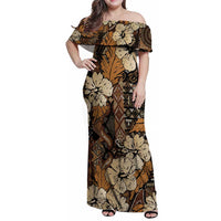 Hibiscus Mix African Pattern Family Matching Off Shoulder Maxi Dress and Hawaiian Shirt - Wonder Print Shop