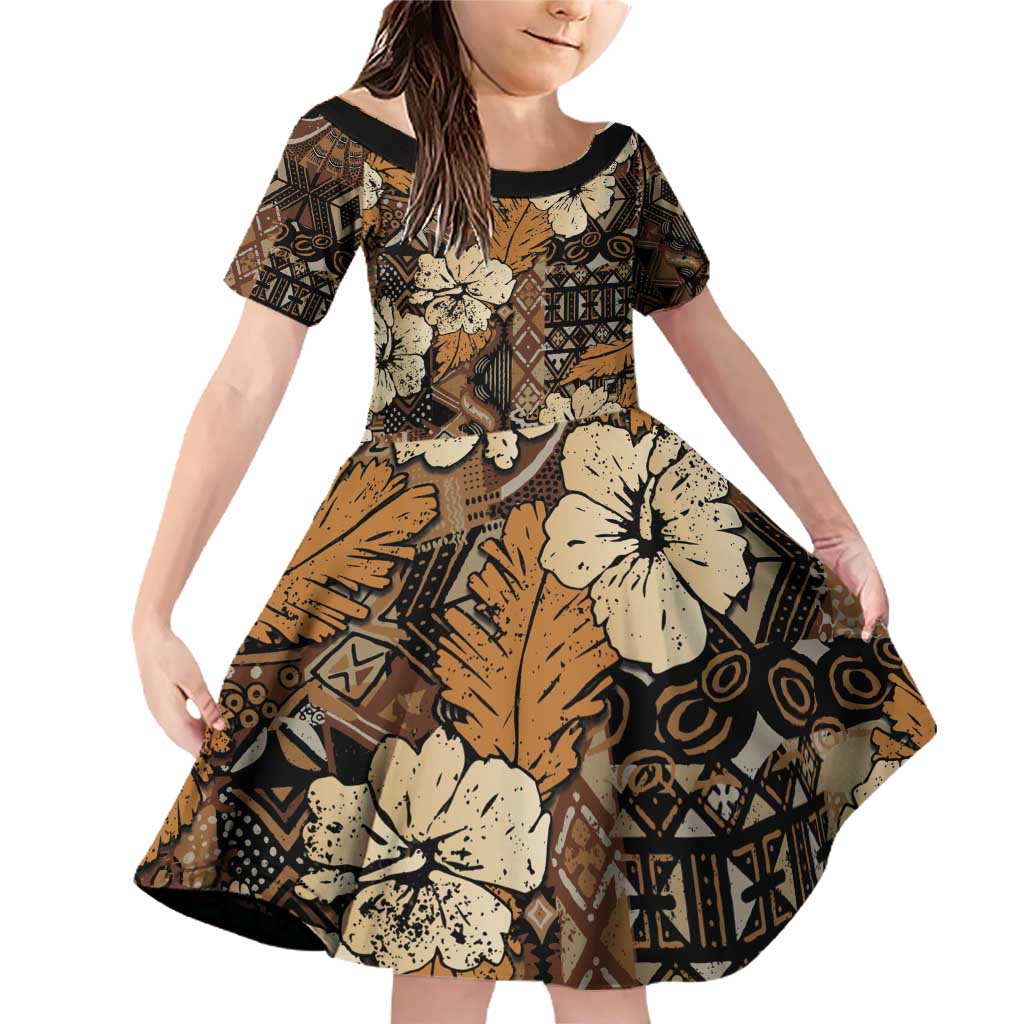 Hibiscus Mix African Pattern Family Matching Off Shoulder Short Dress and Hawaiian Shirt - Wonder Print Shop