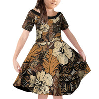Hibiscus Mix African Pattern Family Matching Off Shoulder Short Dress and Hawaiian Shirt - Wonder Print Shop
