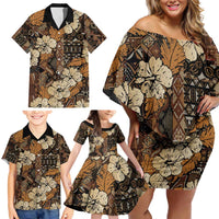Hibiscus Mix African Pattern Family Matching Off Shoulder Short Dress and Hawaiian Shirt - Wonder Print Shop