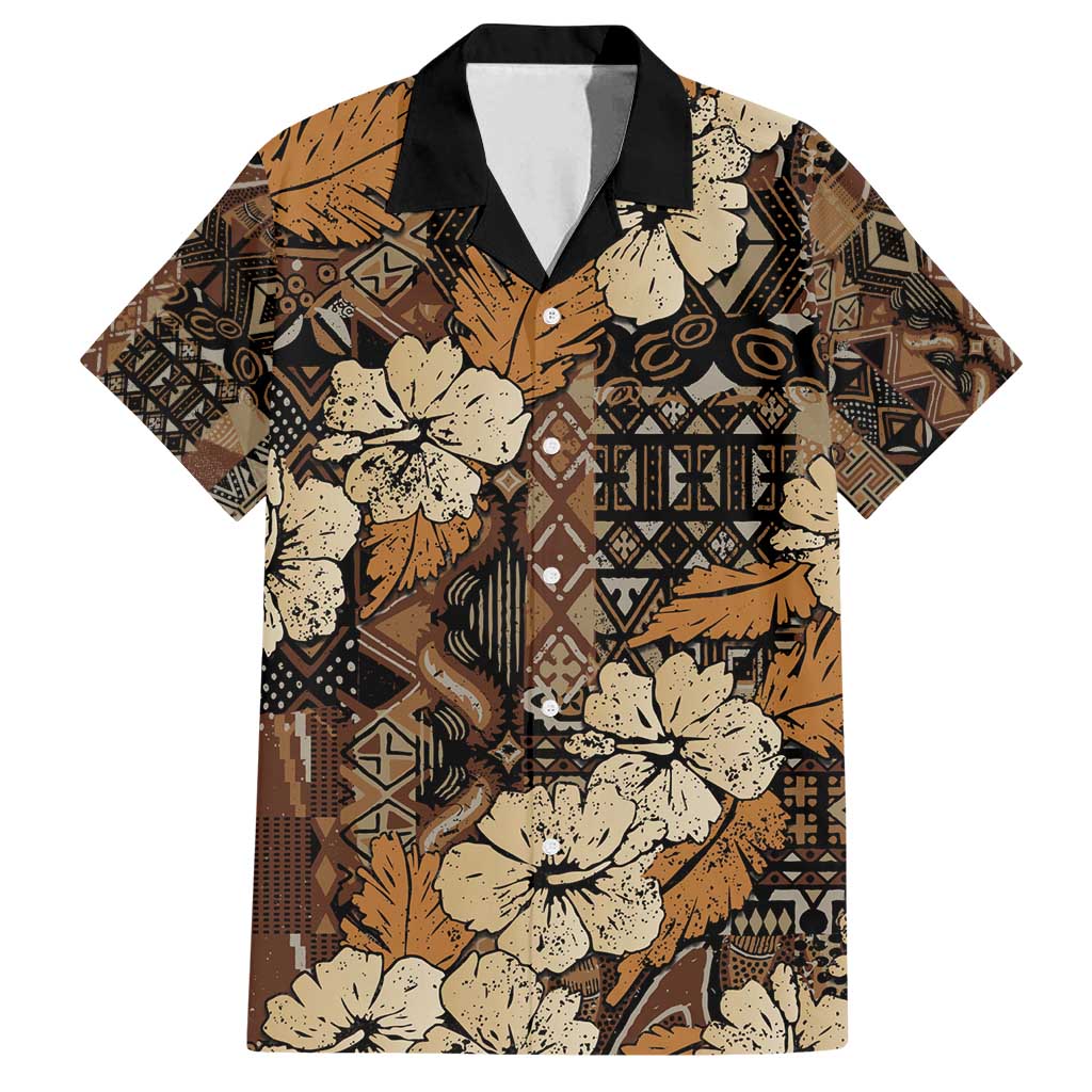 Hibiscus Mix African Pattern Family Matching Off Shoulder Short Dress and Hawaiian Shirt - Wonder Print Shop