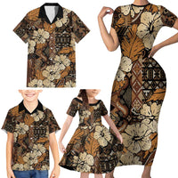 Hibiscus Mix African Pattern Family Matching Short Sleeve Bodycon Dress and Hawaiian Shirt - Wonder Print Shop