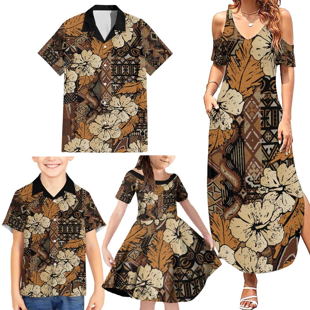 Hibiscus Mix African Pattern Family Matching Summer Maxi Dress and Hawaiian Shirt - Wonder Print Shop