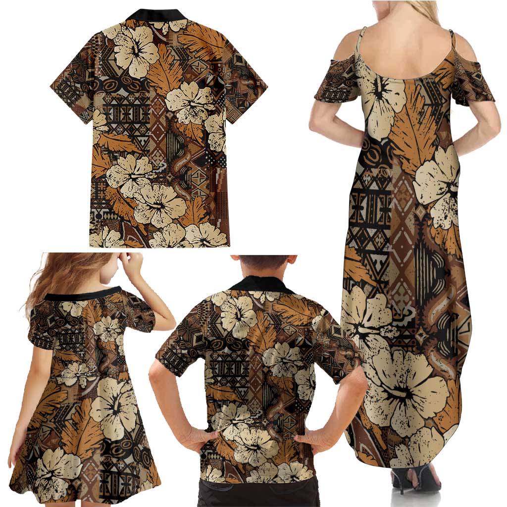 Hibiscus Mix African Pattern Family Matching Summer Maxi Dress and Hawaiian Shirt - Wonder Print Shop
