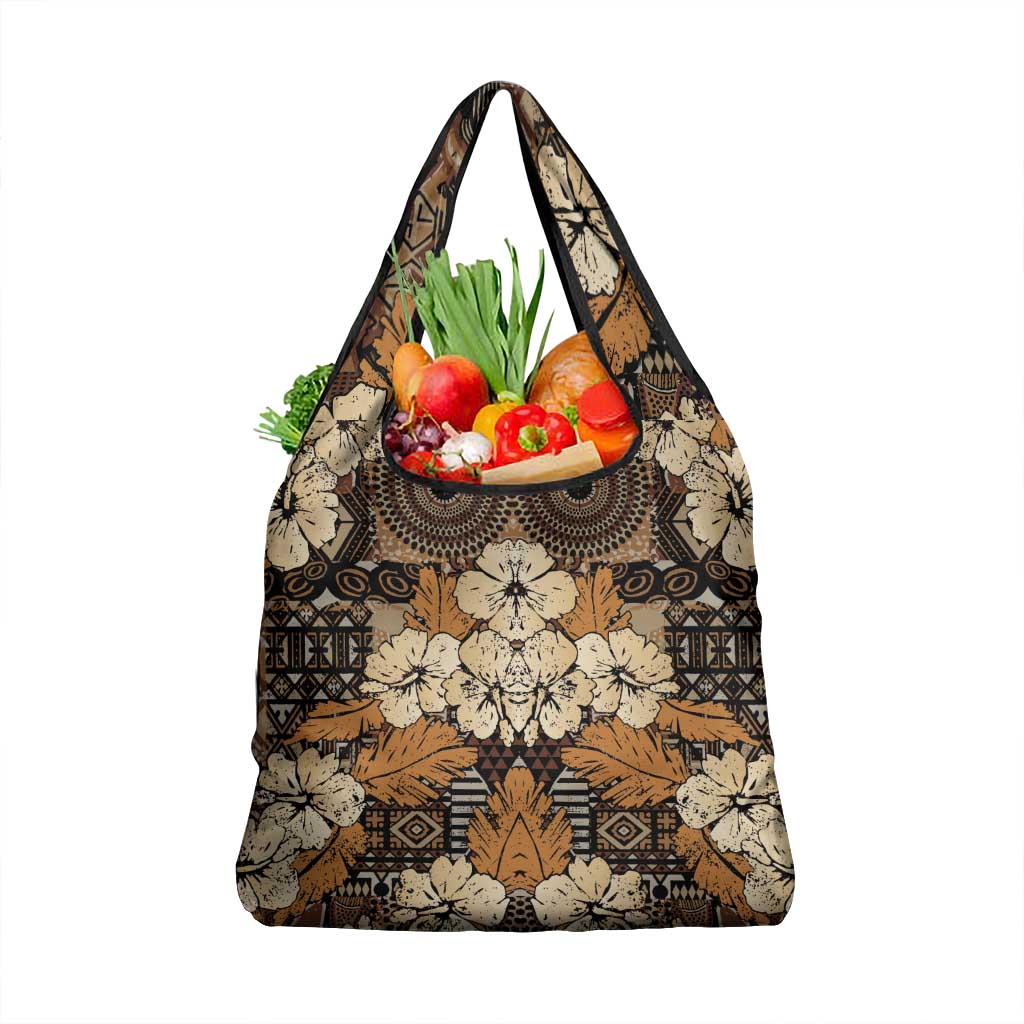Hibiscus Mix African Pattern Grocery Bag - Wonder Print Shop