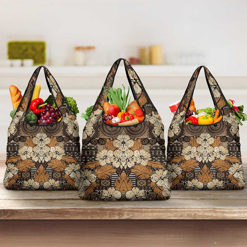 Hibiscus Mix African Pattern Grocery Bag - Wonder Print Shop