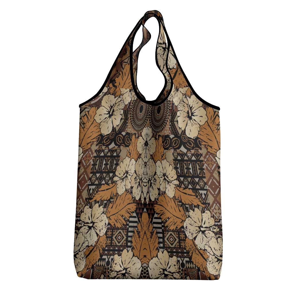 Hibiscus Mix African Pattern Grocery Bag - Wonder Print Shop