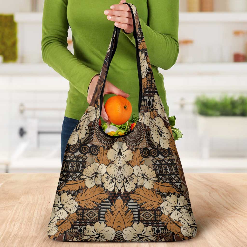 Hibiscus Mix African Pattern Grocery Bag - Wonder Print Shop