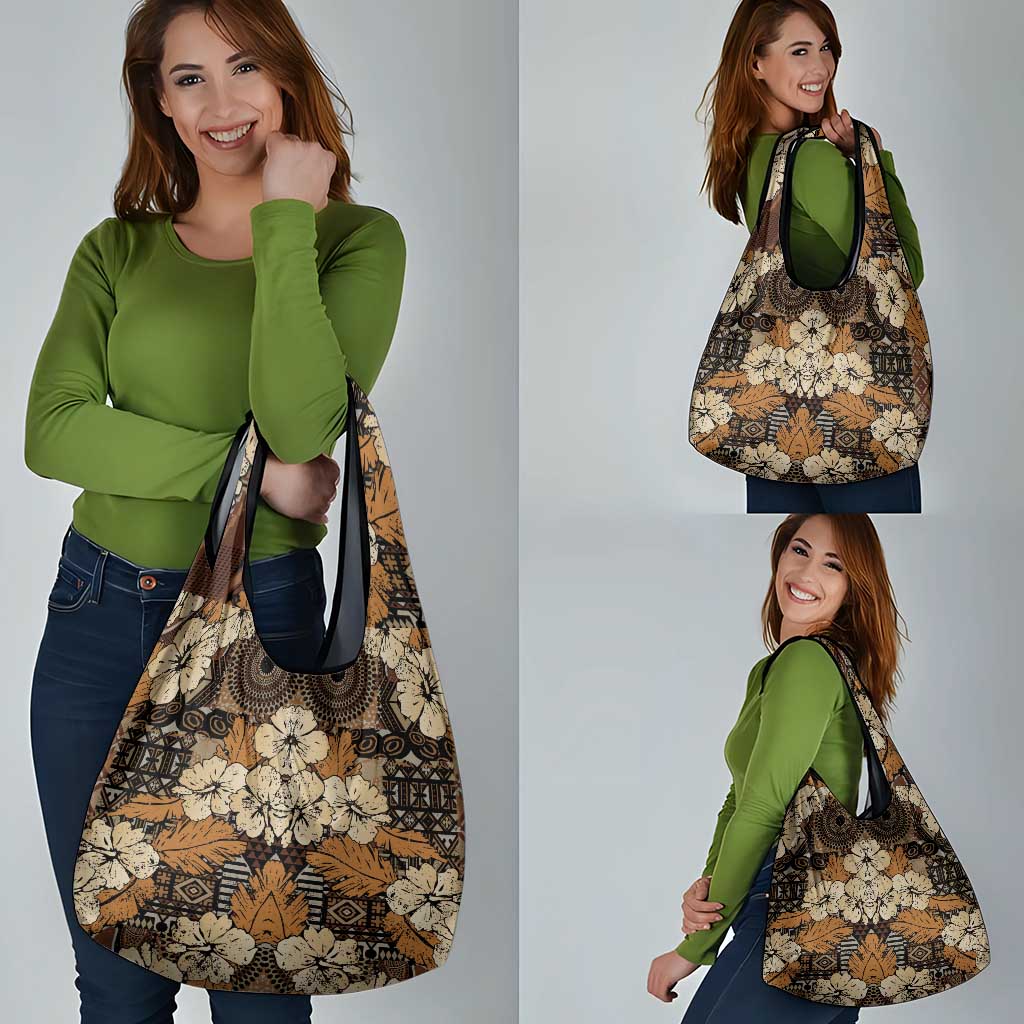Hibiscus Mix African Pattern Grocery Bag - Wonder Print Shop