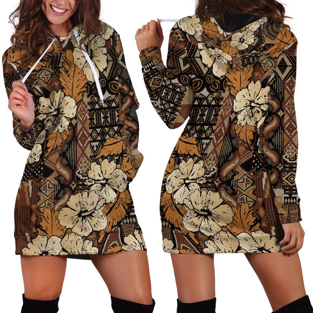 Hibiscus Mix African Pattern Hoodie Dress - Wonder Print Shop