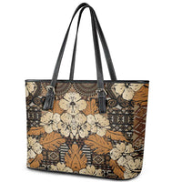 Hibiscus Mix African Pattern Leather Tote Bag - Wonder Print Shop
