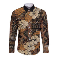 Hibiscus Mix African Pattern Long Sleeve Button Shirt - Wonder Print Shop