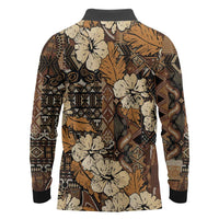 Hibiscus Mix African Pattern Long Sleeve Polo Shirt - Wonder Print Shop
