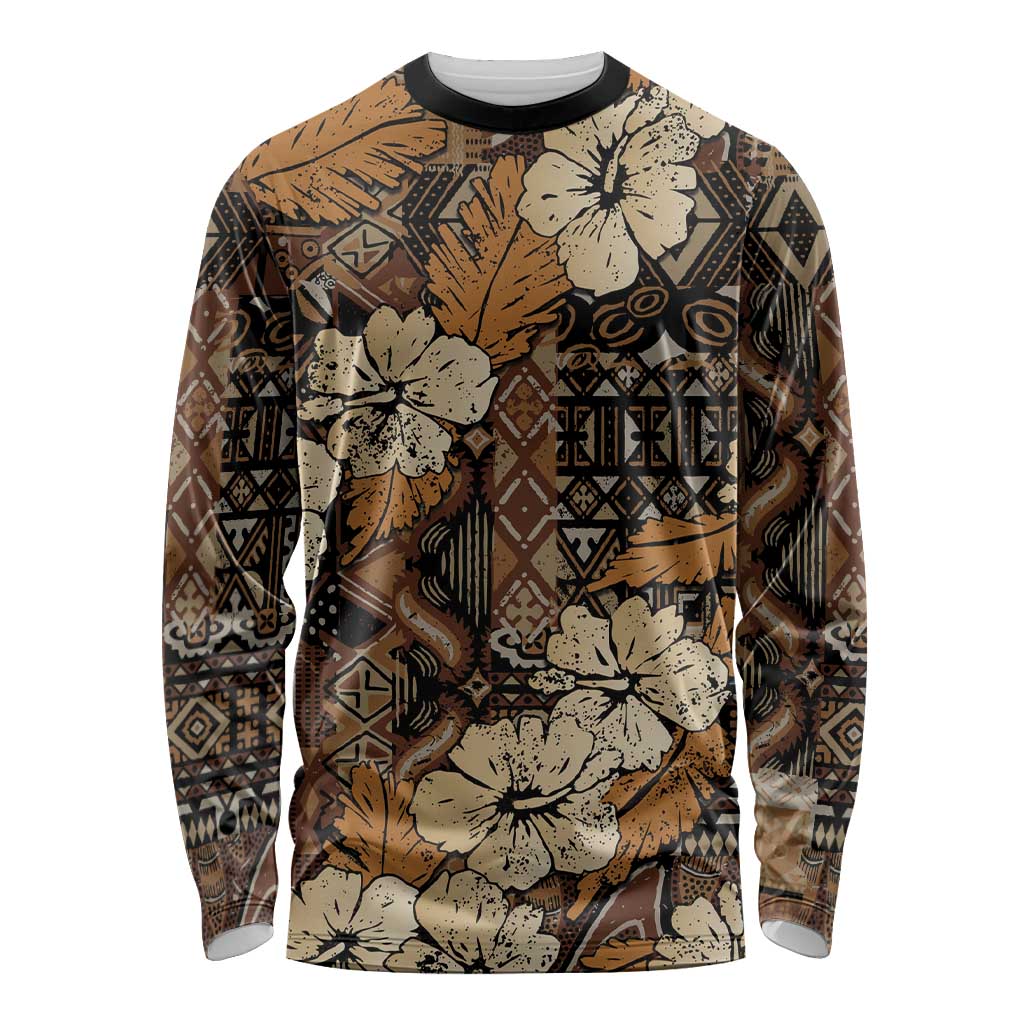 Hibiscus Mix African Pattern Long Sleeve Shirt - Wonder Print Shop