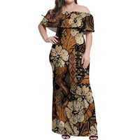 Hibiscus Mix African Pattern Off Shoulder Maxi Dress - Wonder Print Shop