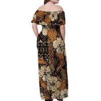 Hibiscus Mix African Pattern Off Shoulder Maxi Dress - Wonder Print Shop