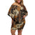 Hibiscus Mix African Pattern Off Shoulder Short Dress - Wonder Print Shop