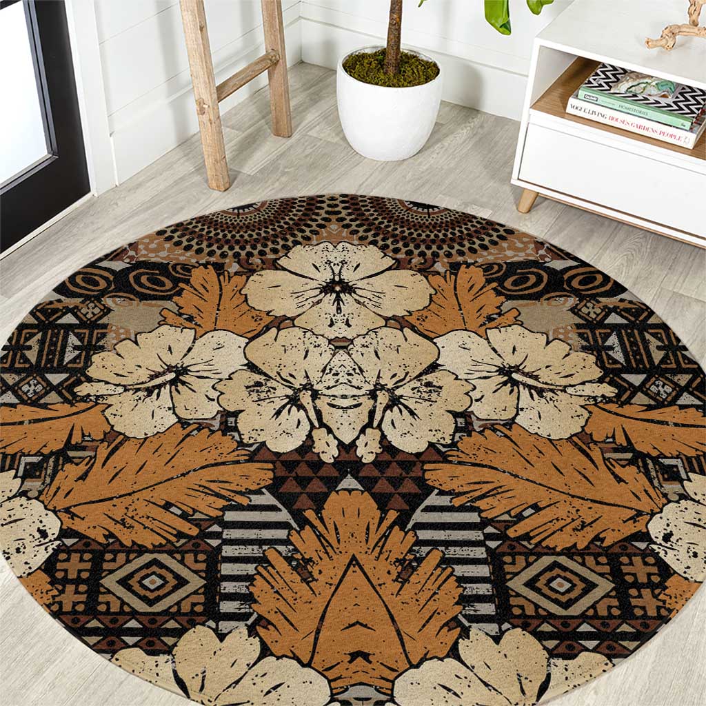 Hibiscus Mix African Pattern Round Carpet - Wonder Print Shop