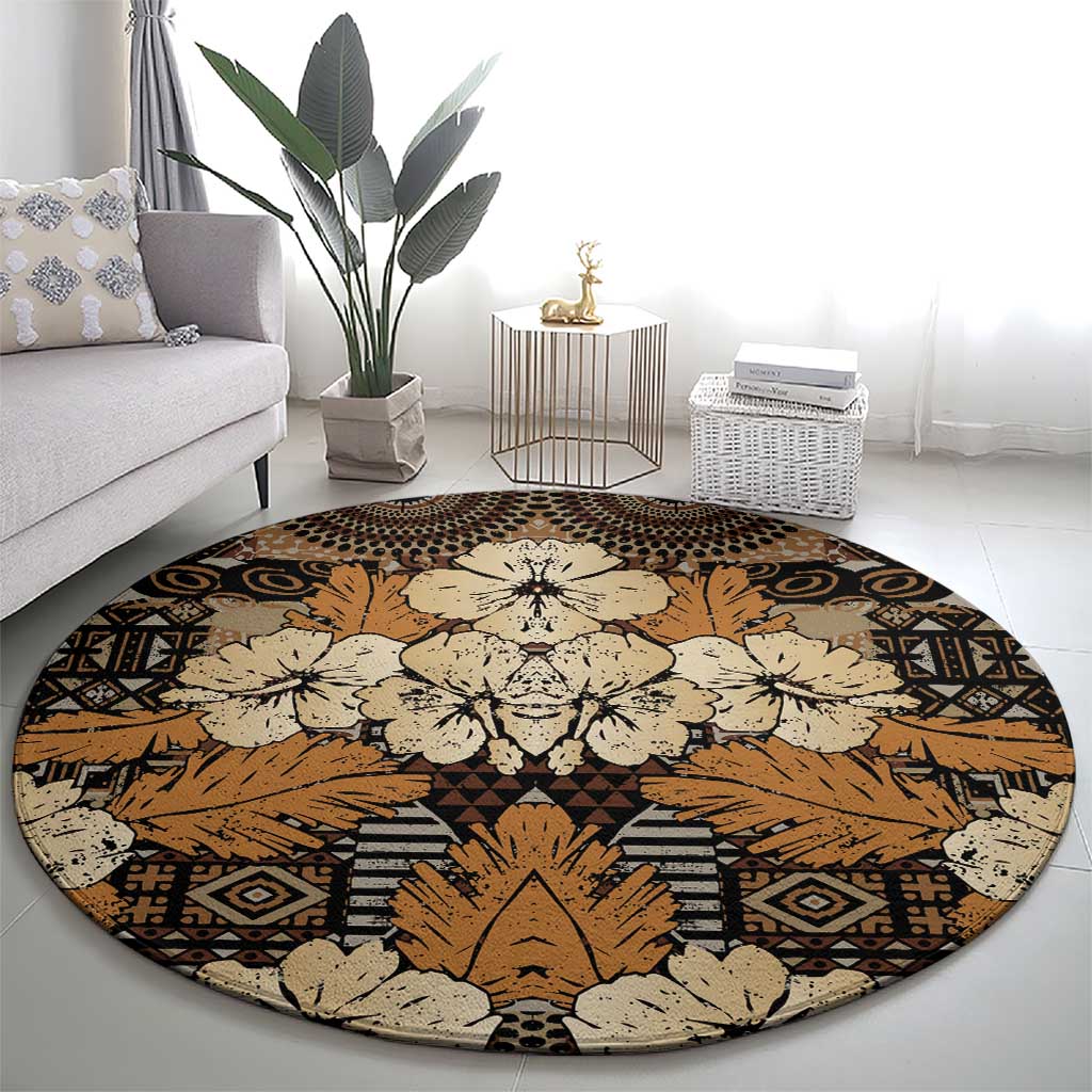 Hibiscus Mix African Pattern Round Carpet - Wonder Print Shop