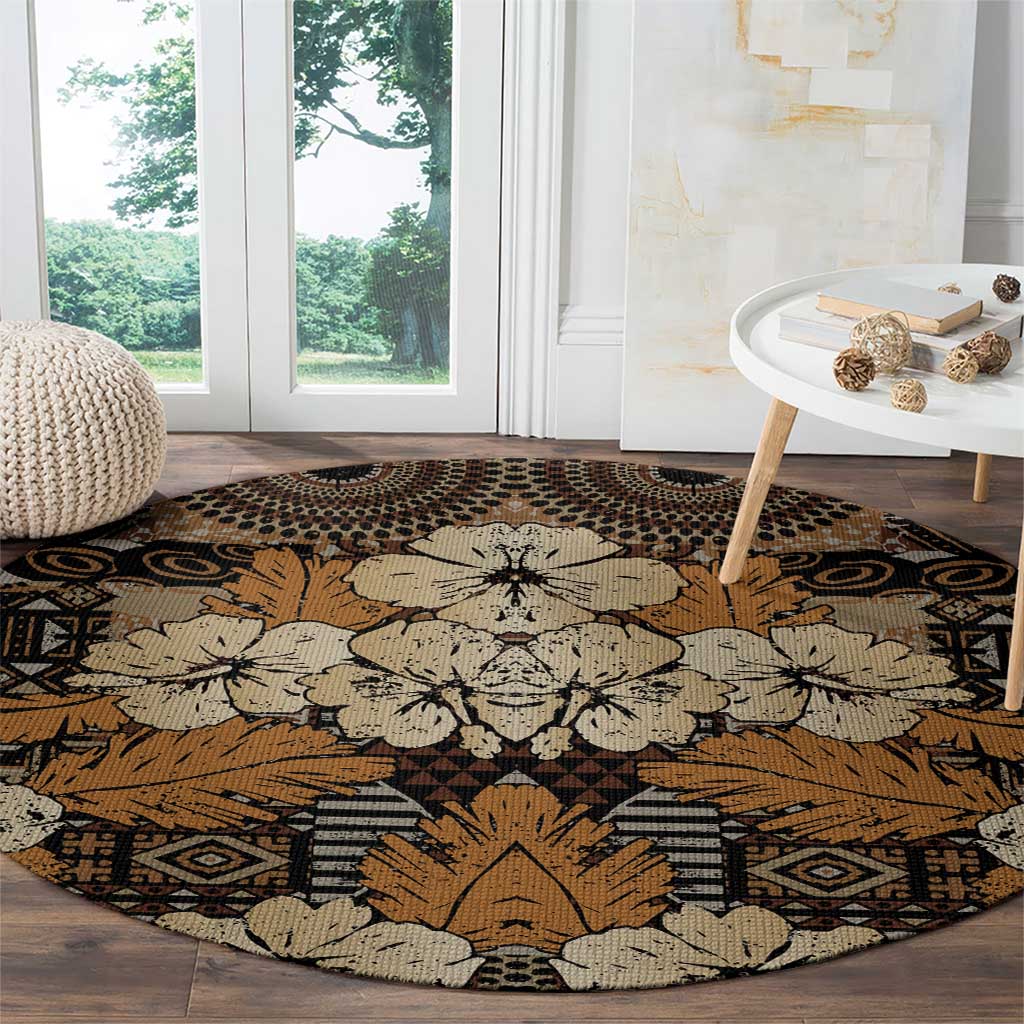 Hibiscus Mix African Pattern Round Carpet - Wonder Print Shop