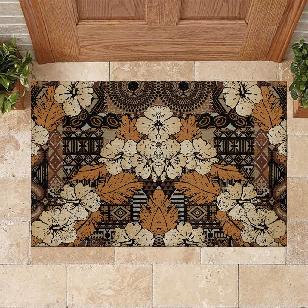 Hibiscus Mix African Pattern Rubber Doormat - Wonder Print Shop