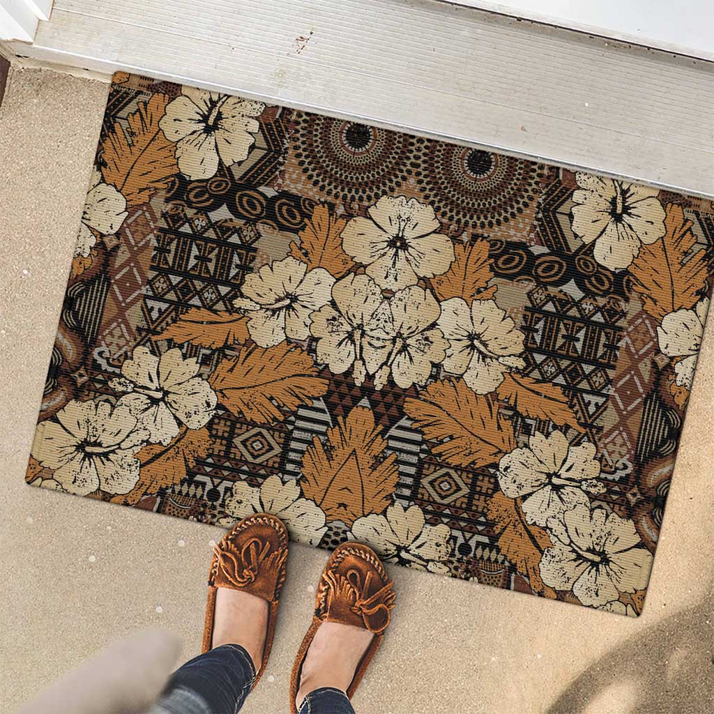 Hibiscus Mix African Pattern Rubber Doormat - Wonder Print Shop