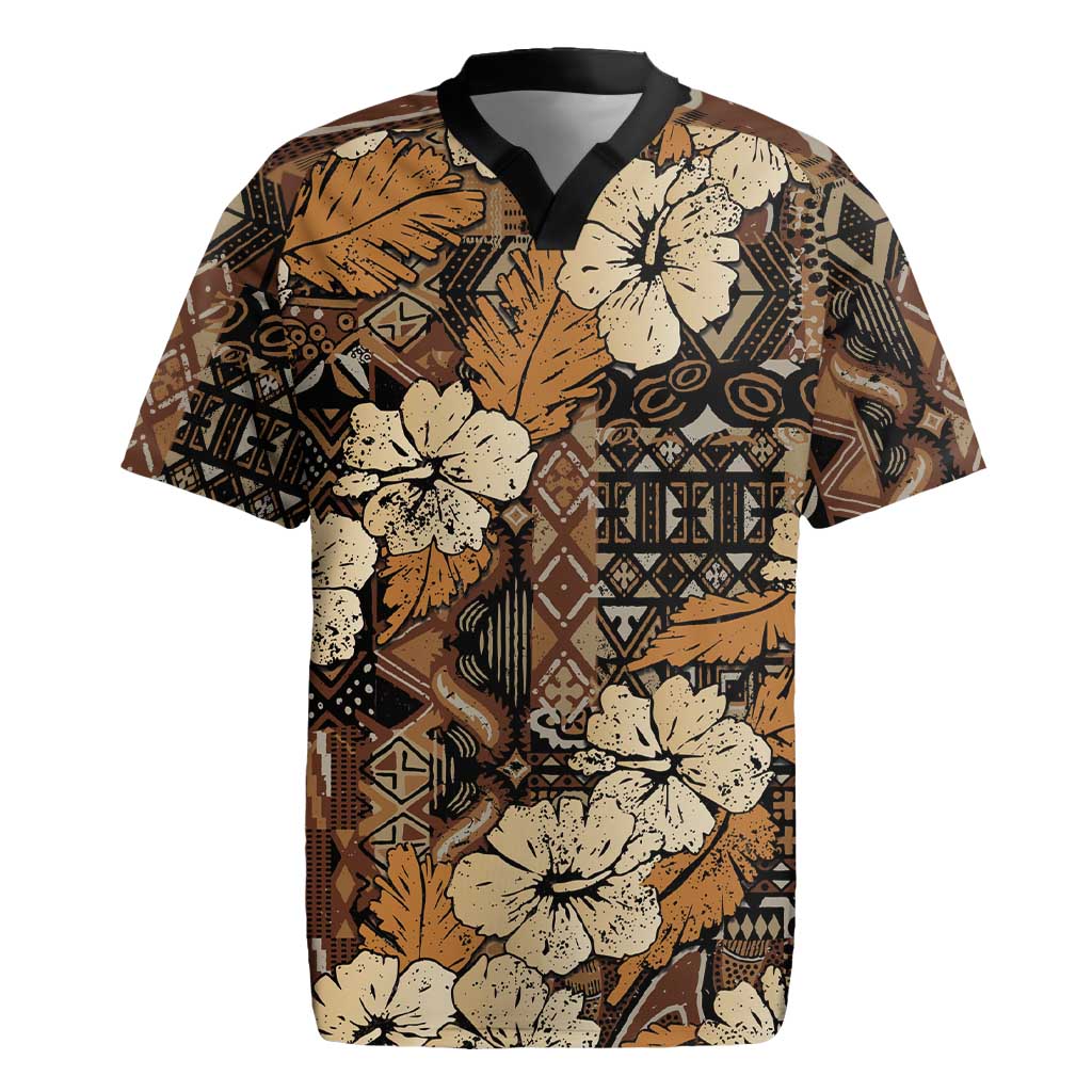 Hibiscus Mix African Pattern Rugby Jersey - Wonder Print Shop