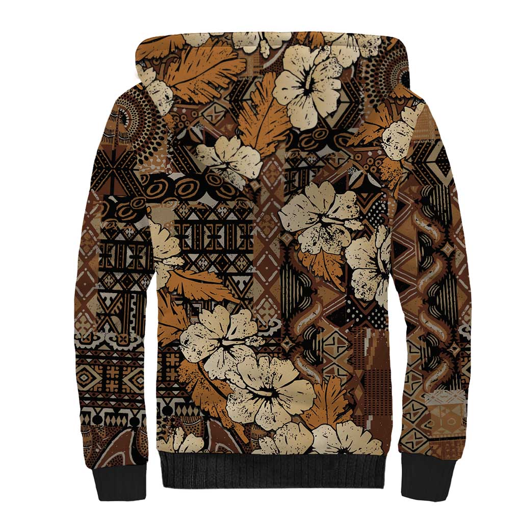 Hibiscus Mix African Pattern Sherpa Hoodie - Wonder Print Shop