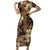 Hibiscus Mix African Pattern Short Sleeve Bodycon Dress - Wonder Print Shop