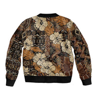 Hibiscus Mix African Pattern Sleeve Zip Bomber Jacket - Wonder Print Shop