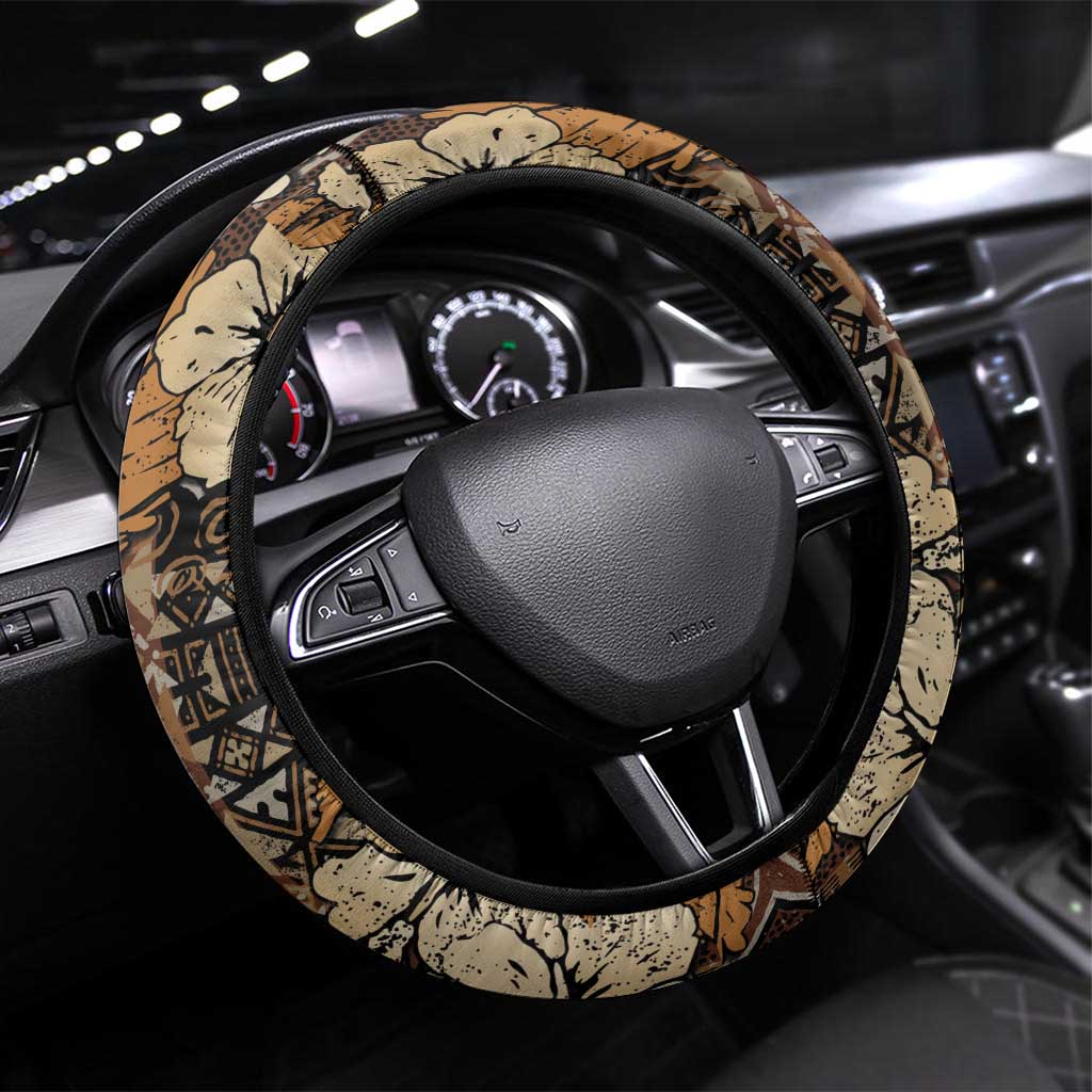 Hibiscus Mix African Pattern Steering Wheel Cover - Wonder Print Shop