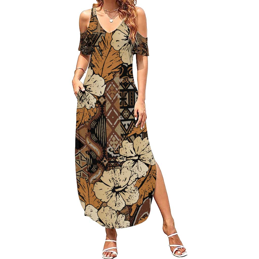 Hibiscus Mix African Pattern Summer Maxi Dress - Wonder Print Shop