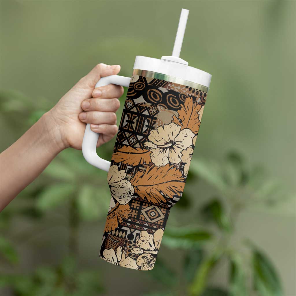 Hibiscus Mix African Pattern Tumbler With Handle - Wonder Print Shop