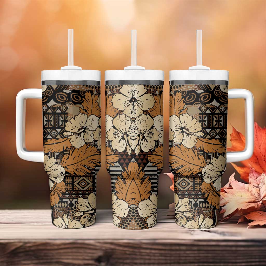 Hibiscus Mix African Pattern Tumbler With Handle - Wonder Print Shop