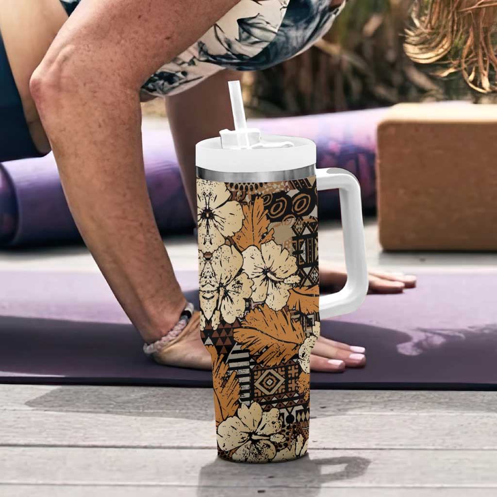 Hibiscus Mix African Pattern Tumbler With Handle - Wonder Print Shop