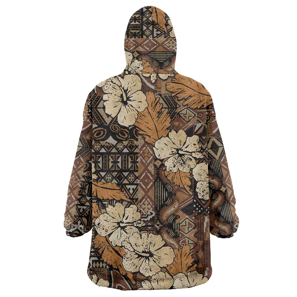 Hibiscus Mix African Pattern Wearable Blanket Hoodie - Wonder Print Shop