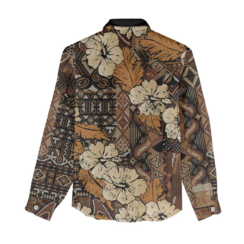 Hibiscus Mix African Pattern Women Casual Shirt - Wonder Print Shop