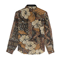 Hibiscus Mix African Pattern Women Casual Shirt - Wonder Print Shop