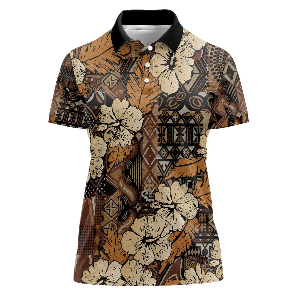 Hibiscus Mix African Pattern Women Polo Shirt - Wonder Print Shop