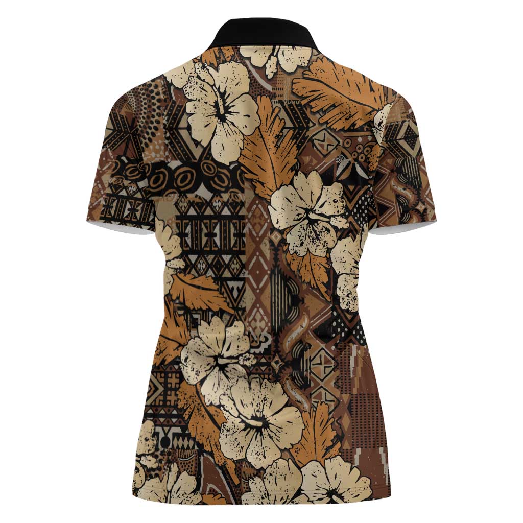 Hibiscus Mix African Pattern Women Polo Shirt - Wonder Print Shop