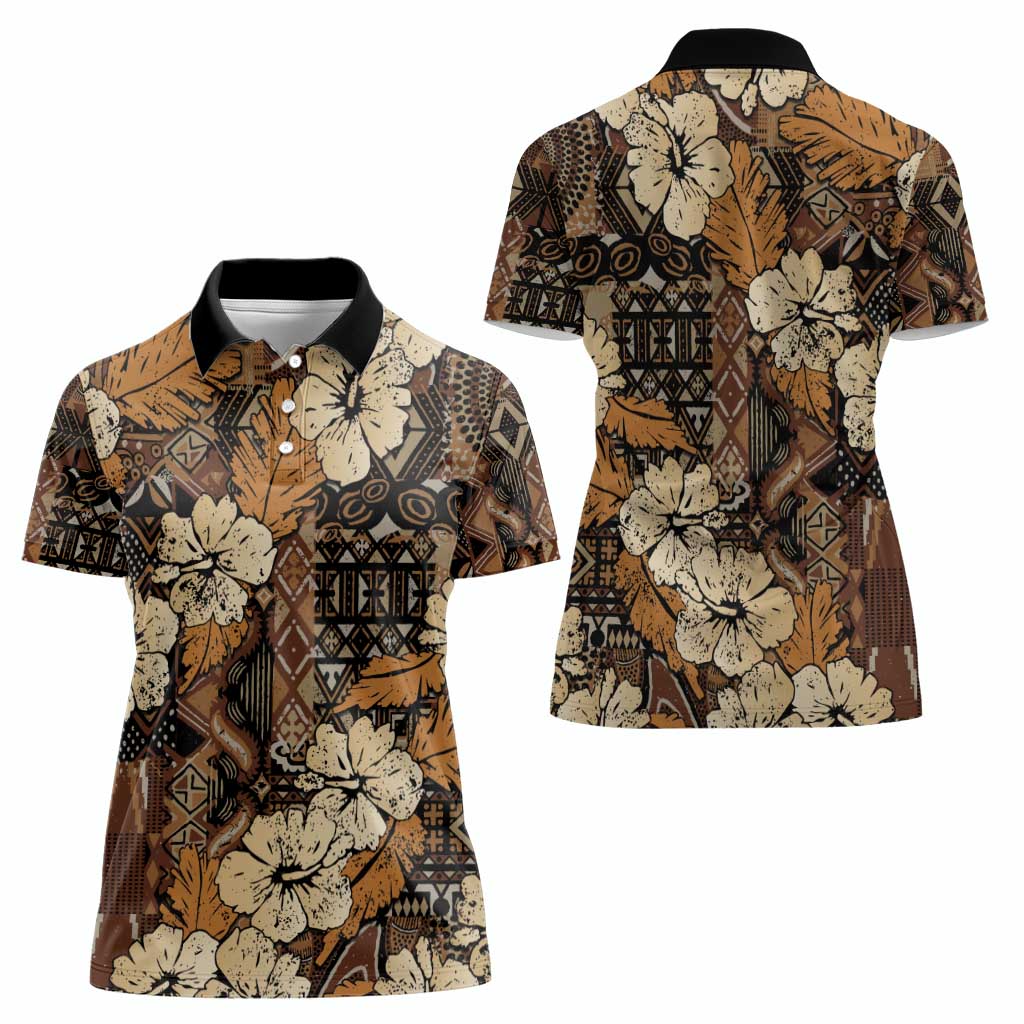 Hibiscus Mix African Pattern Women Polo Shirt - Wonder Print Shop