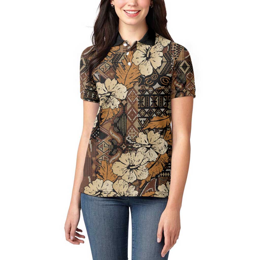 Hibiscus Mix African Pattern Women Polo Shirt - Wonder Print Shop