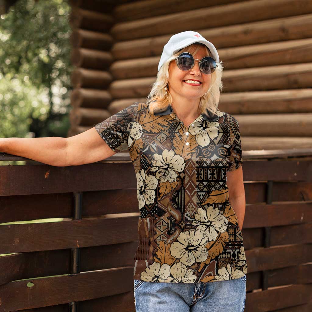 Hibiscus Mix African Pattern Women Polo Shirt - Wonder Print Shop