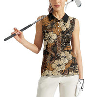 Hibiscus Mix African Pattern Women Sleeveless Polo Shirt - Wonder Print Shop