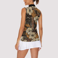 Hibiscus Mix African Pattern Women Sleeveless Polo Shirt - Wonder Print Shop