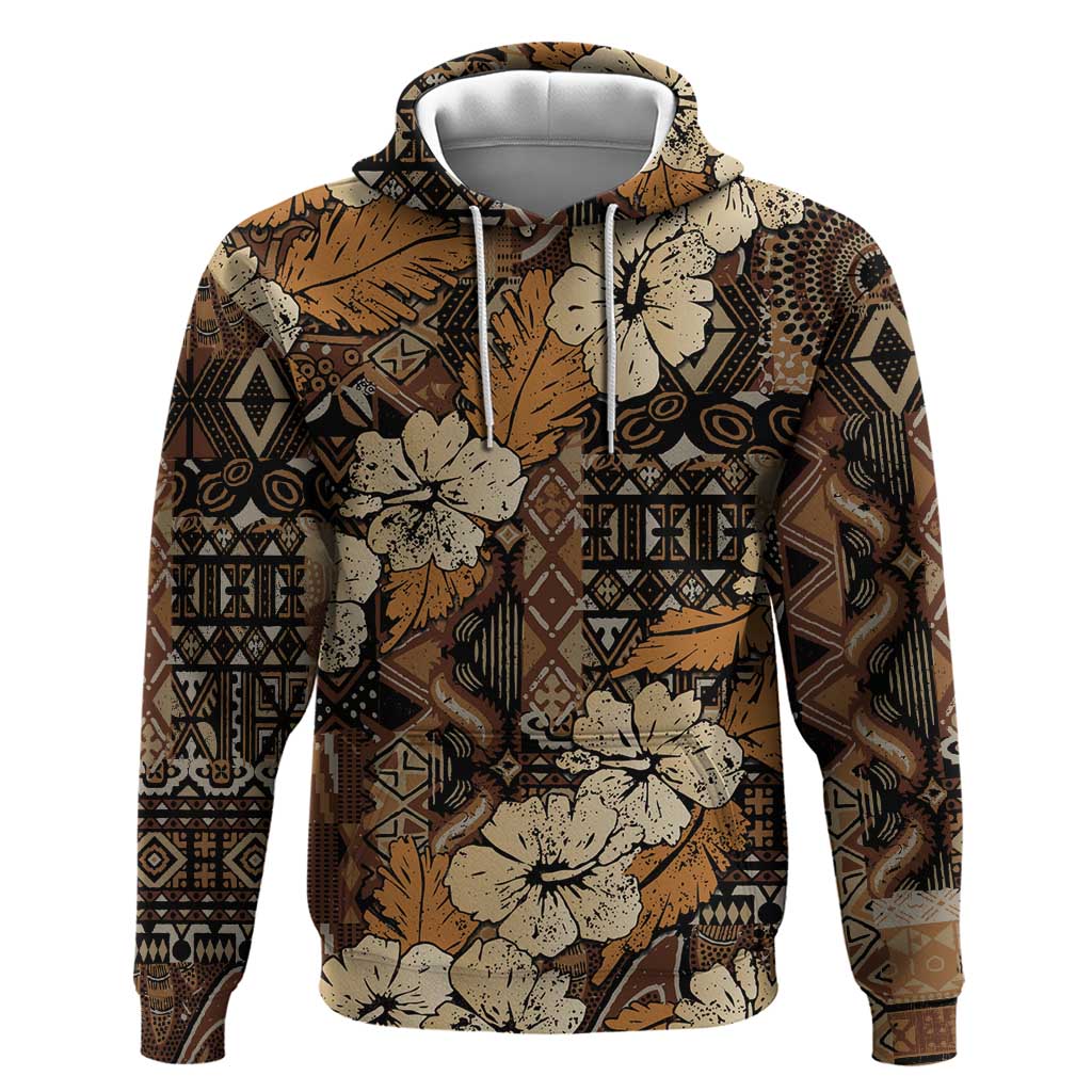 Hibiscus Mix African Pattern Zip Hoodie - Wonder Print Shop