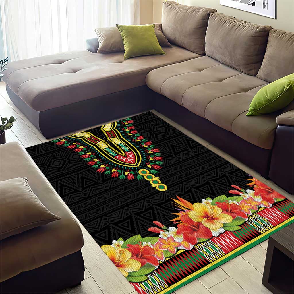 Hibiscus Mix Dashiki African Pattern Area Rug Adinkra Symbol - Wonder Print Shop