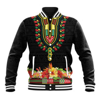 Personalized Hibiscus Mix Dashiki African Pattern Baseball Jacket Adinkra Symbol - Wonder Print Shop