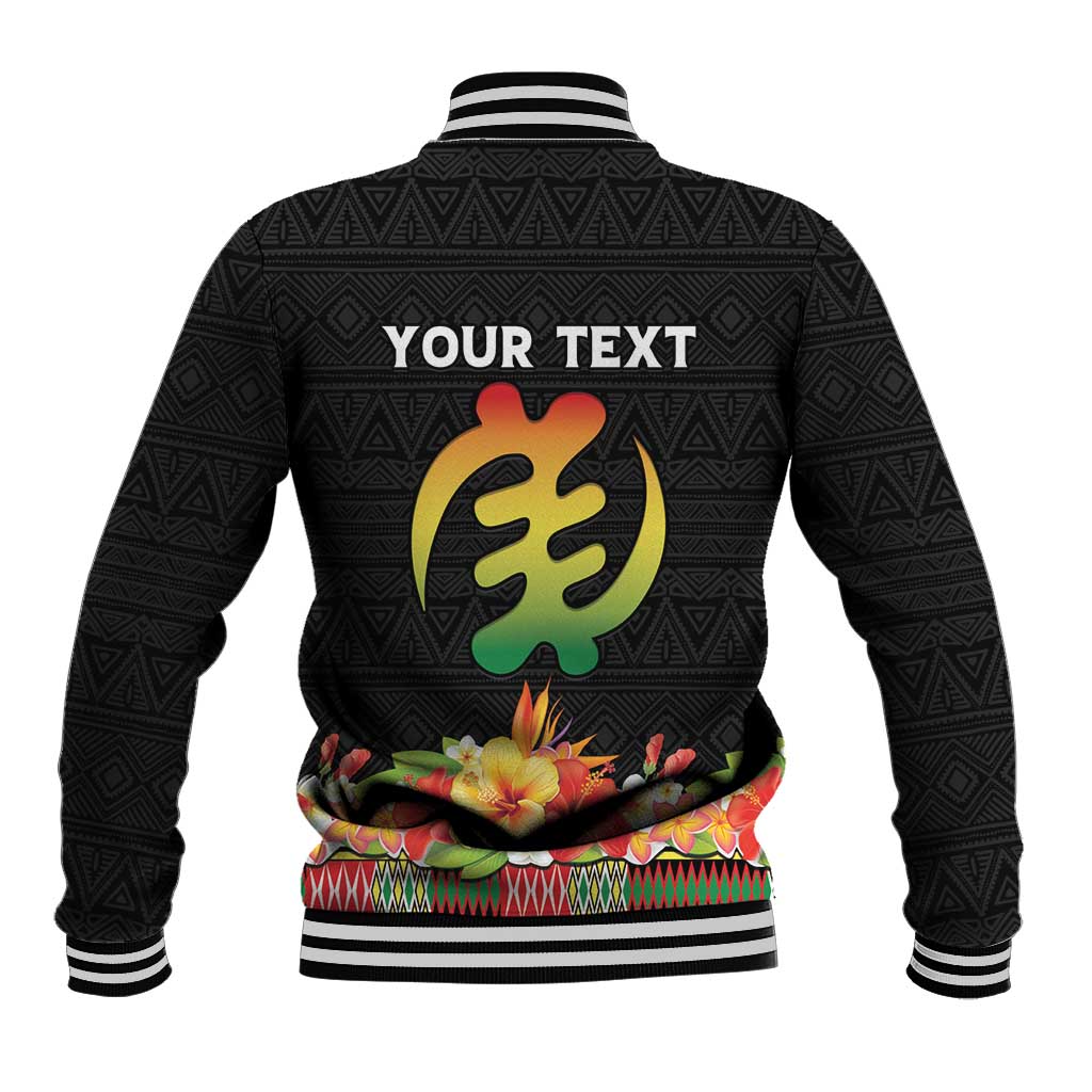 Personalized Hibiscus Mix Dashiki African Pattern Baseball Jacket Adinkra Symbol - Wonder Print Shop